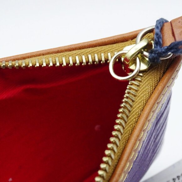 DOONEY & BOURKE Purple & Brown Leather Zip Pouch/Wristlet - Picture 6 of 7